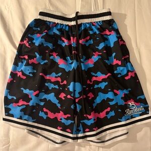 Mitchell & Ness Camo Athletic Shorts - Black, Blue, Pink